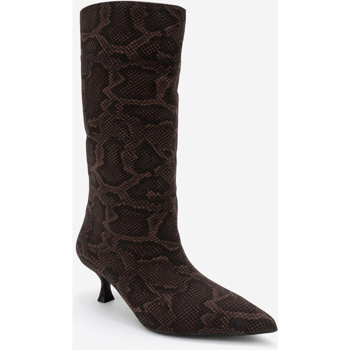 Geprägte Kitten-Heel-Stiefel mit spitzer Kappe