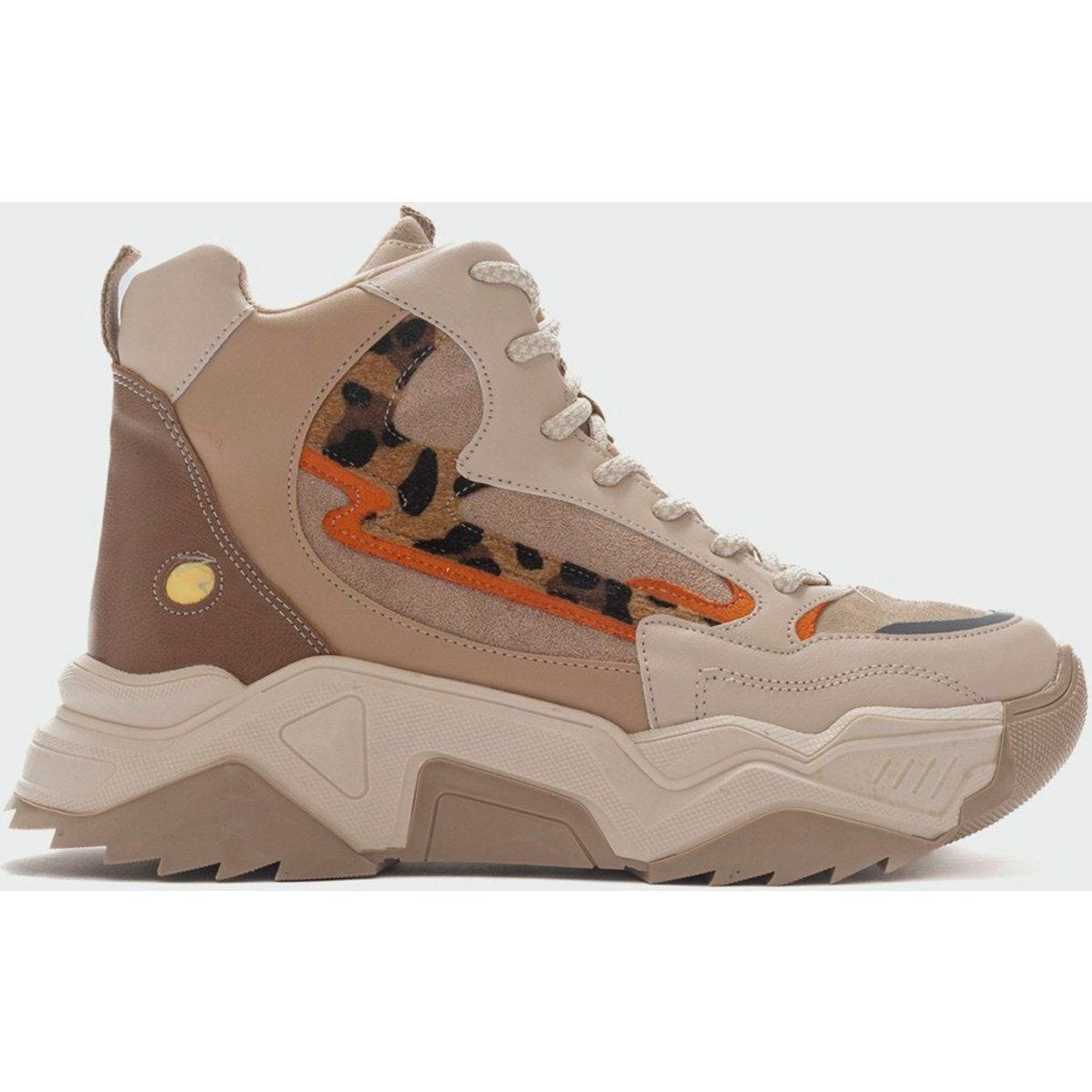 Chunky High-Top Sneaker mit Leopardenmuster