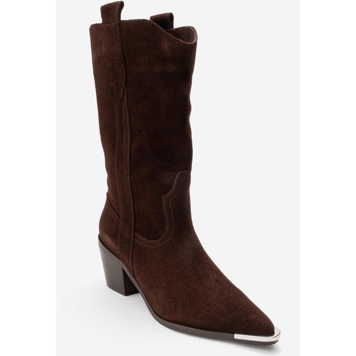 Westernstiefel aus Wildleder mit Metallspitze