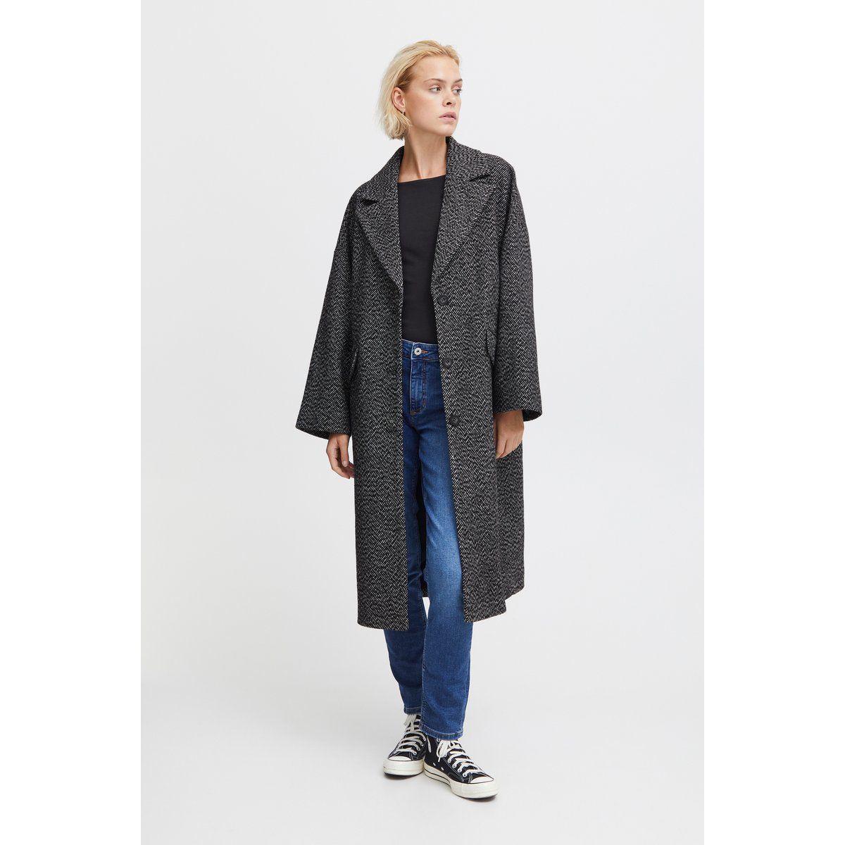 Oversize-Mantel mit Strukturmuster