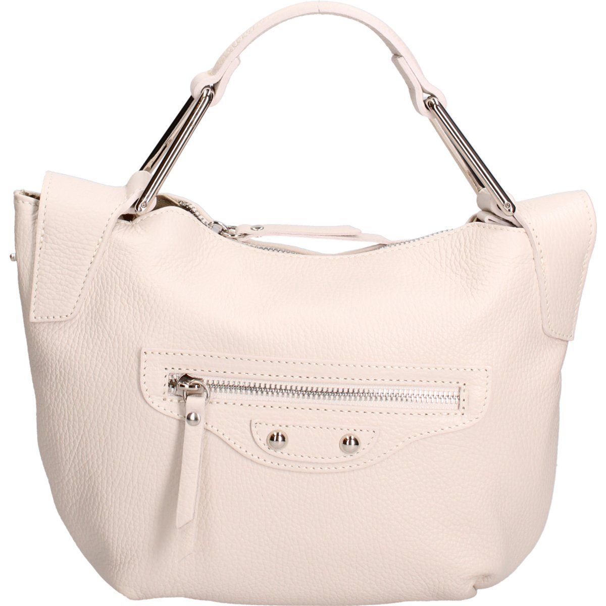 Handtasche aus genarbtem Leder mit Hardware-Akzenten