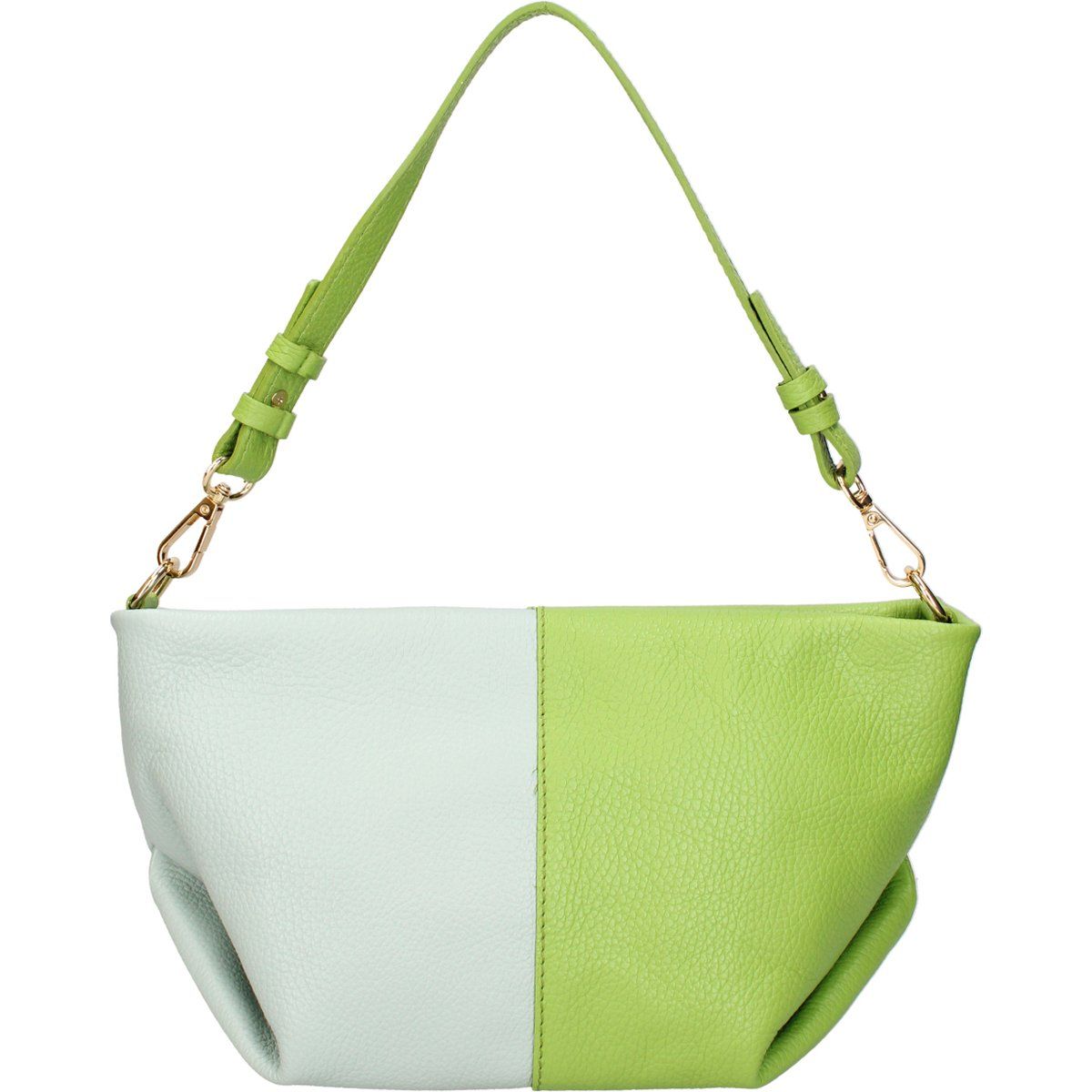 Zweifarbige Schultertasche aus genarbtem Leder