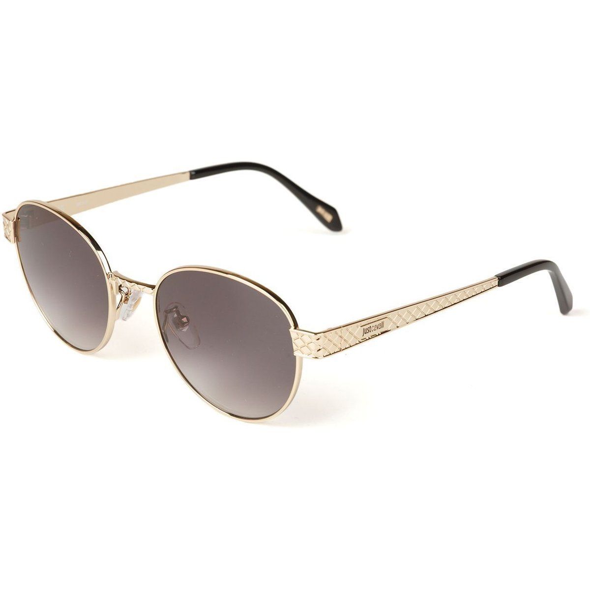 Elegante runde Metall-Sonnenbrille mit Struktur
