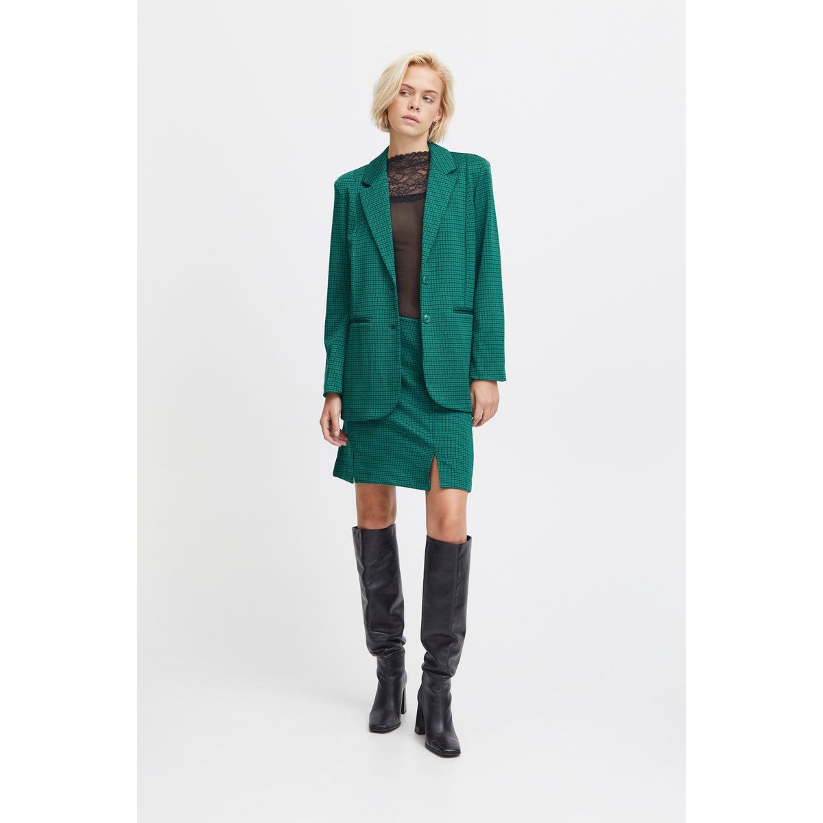 Strukturierter Oversize-Blazer mit Karomuster