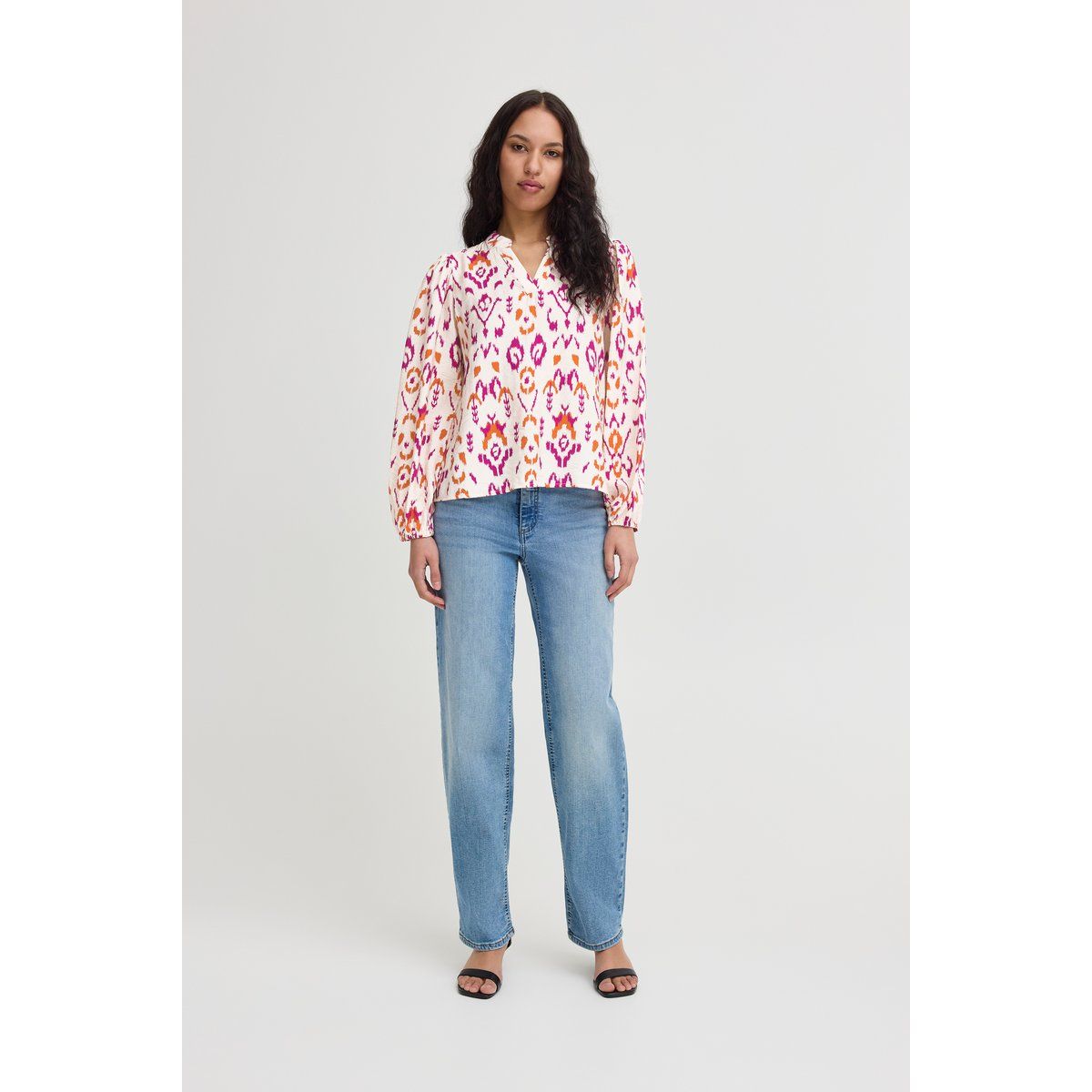 Bedruckte Bluse mit Ballonärmeln