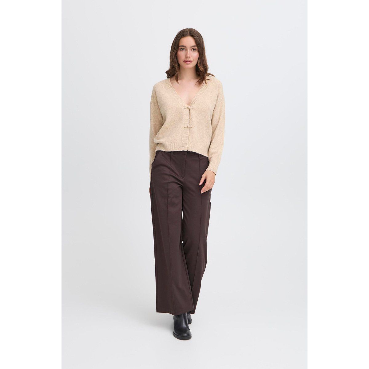 Lockerer V-Ausschnitt Cardigan mit Knotendetails