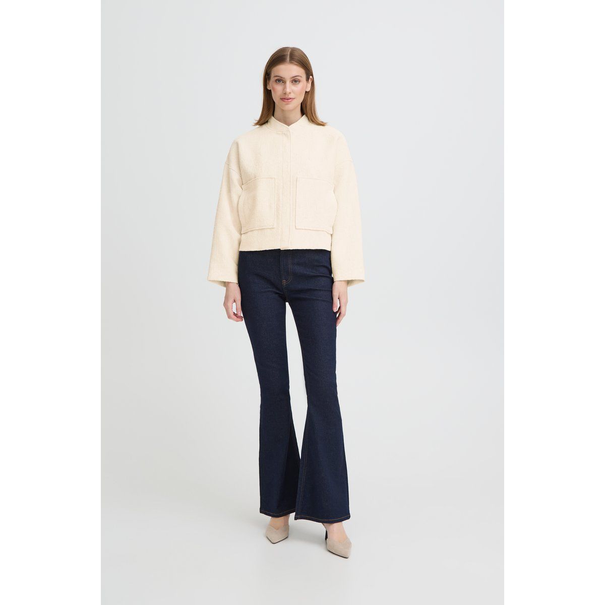 Minimalistische Boxy Strukturierte Übergangsjacke