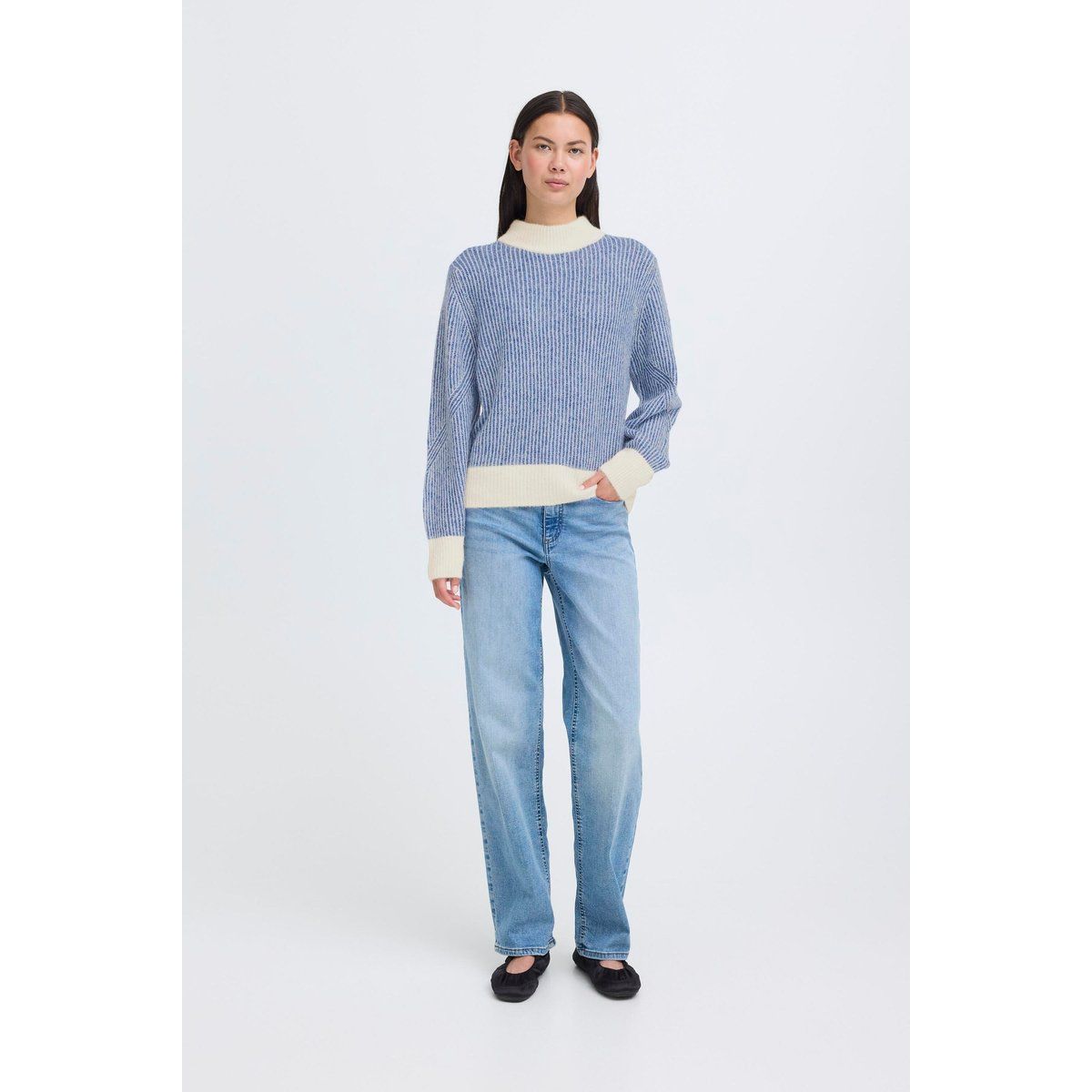 Locker geschnittener Rippstrick-Pullover