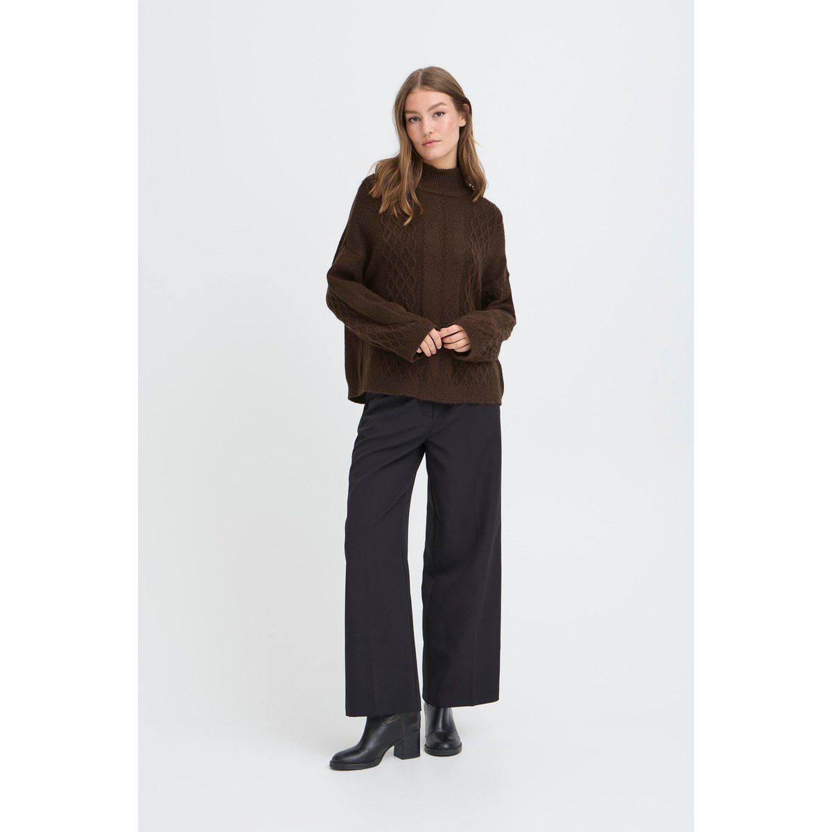 Lockerer Zopfmuster-Pullover