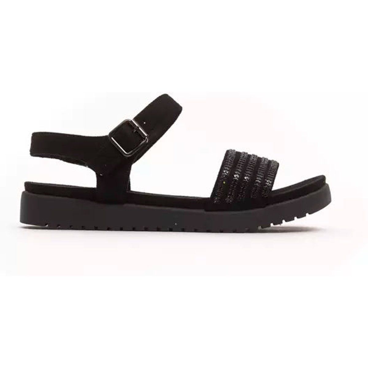 Flache Sandalen mit Strassverzierung