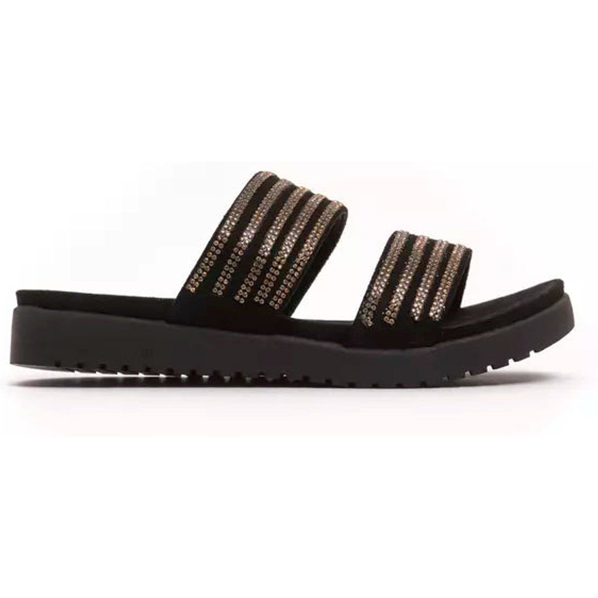 Glitzernde Sandalen mit zwei Riemen