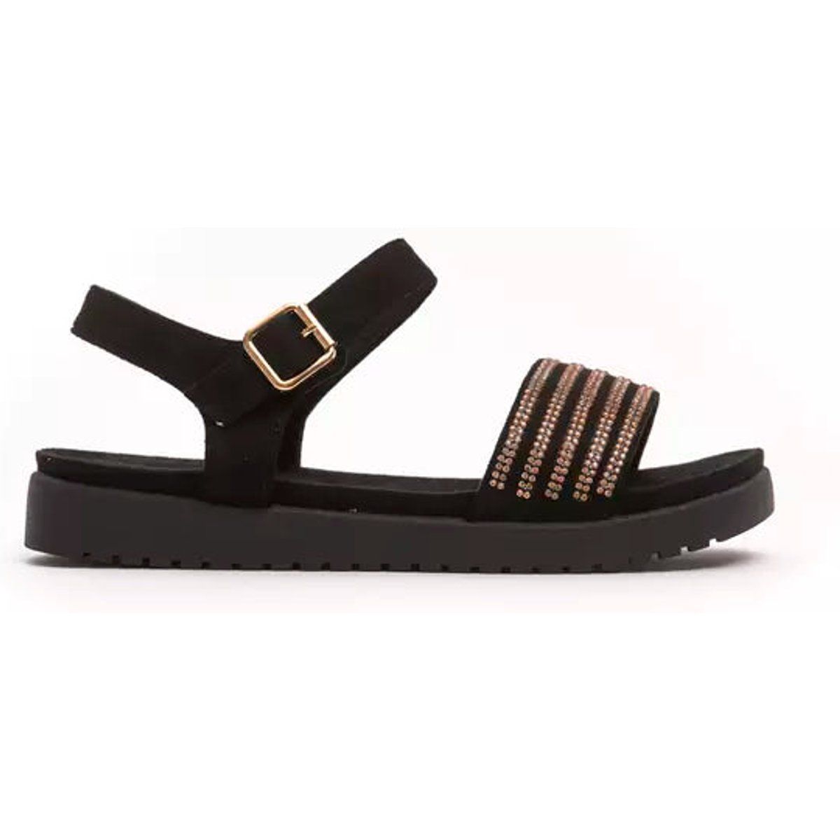 Plateau-Sandalen mit Strasssteinen