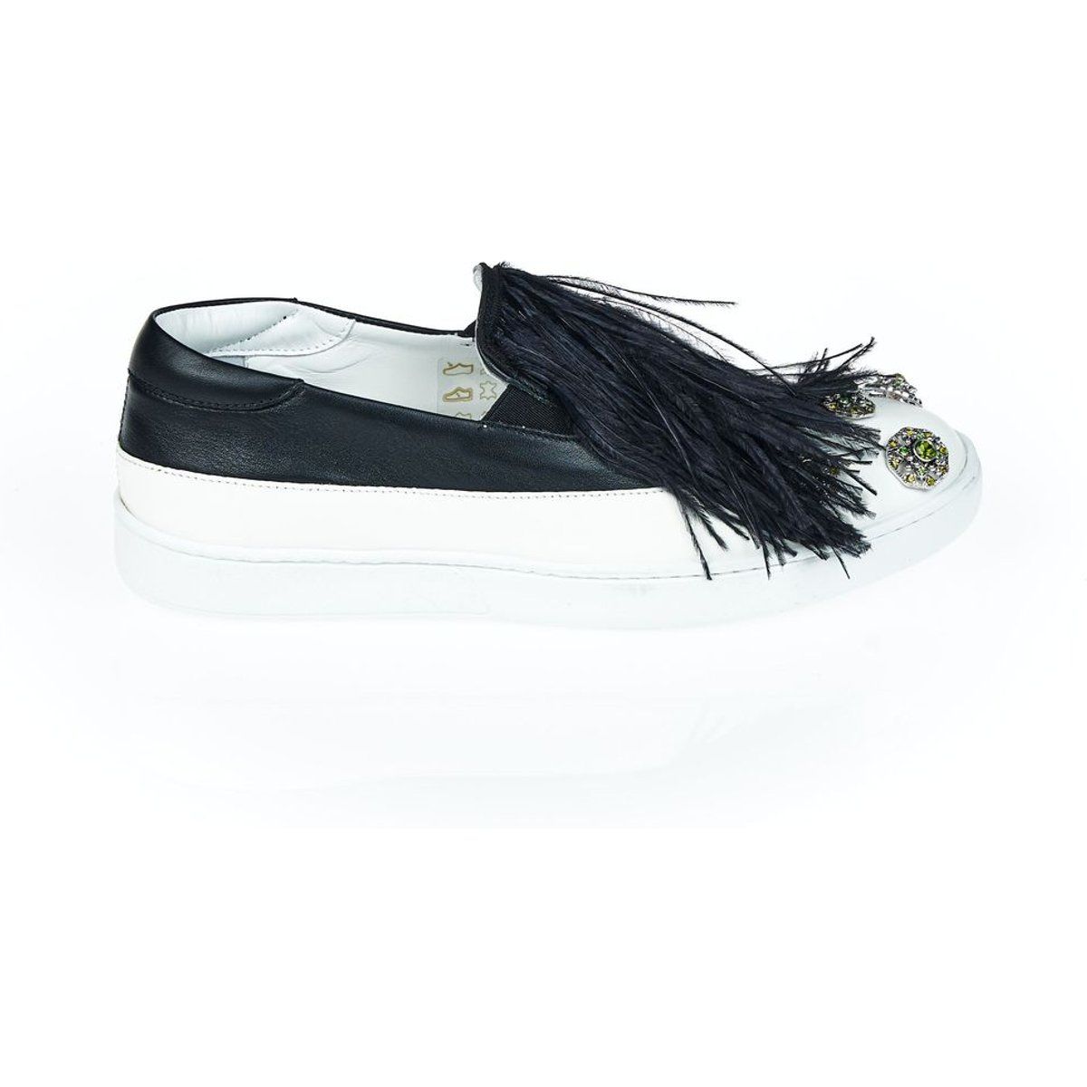 Verzierte Leder-Slip-On-Sneaker