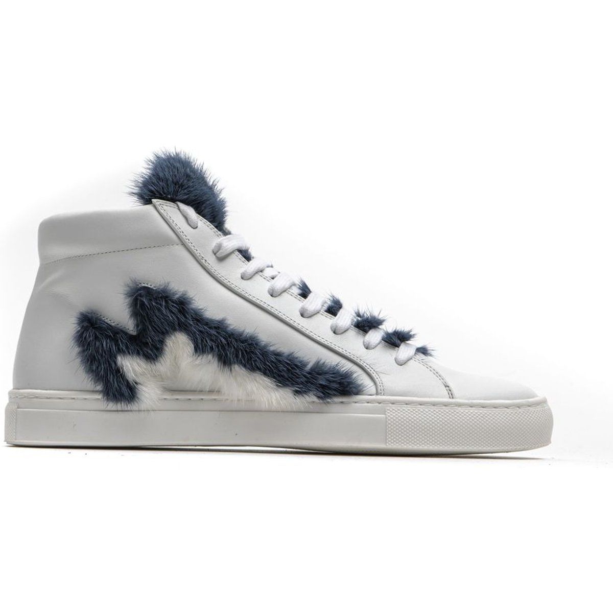 High-Top Sneaker mit Pelz-Applikation