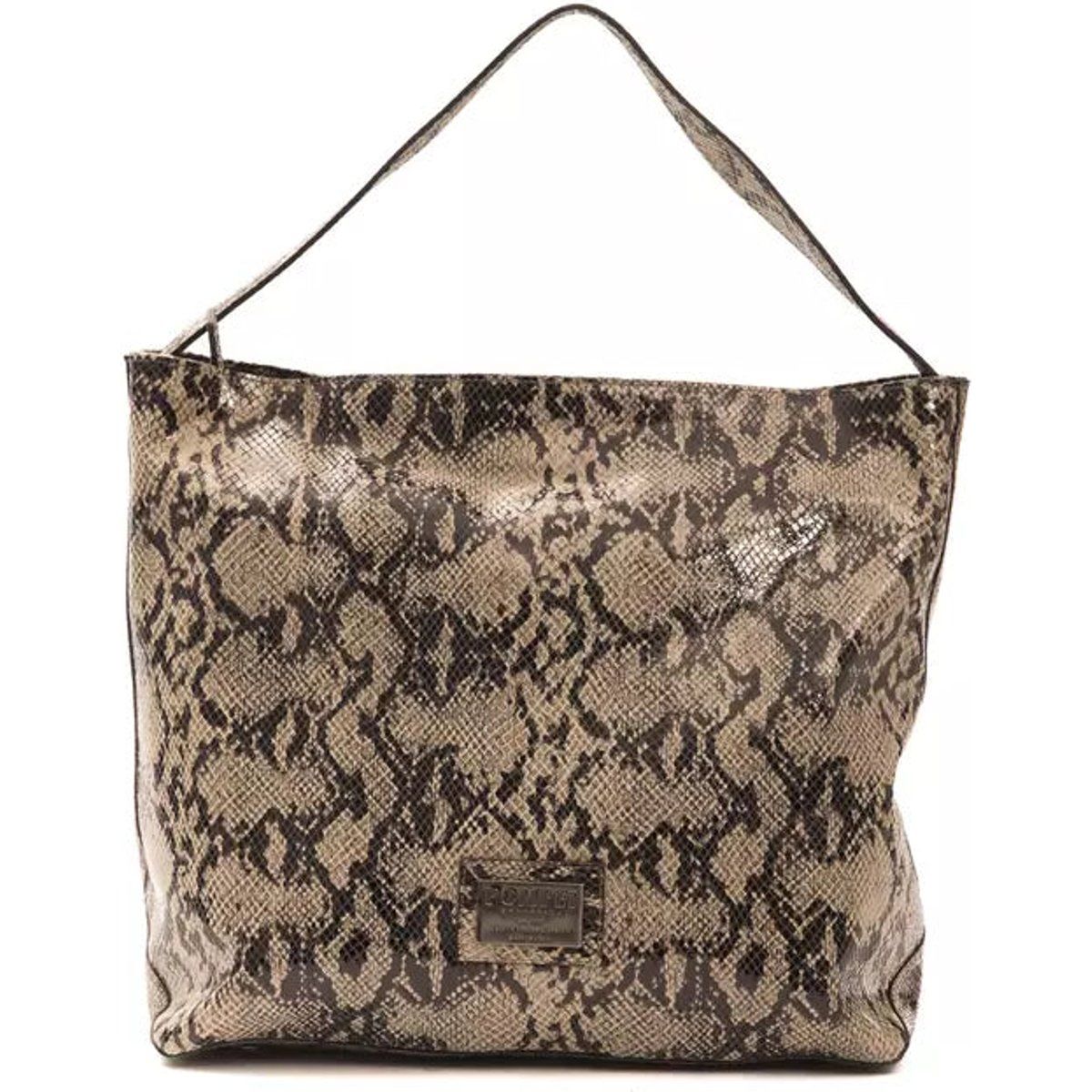 Schultertasche aus Leder mit Python-Print