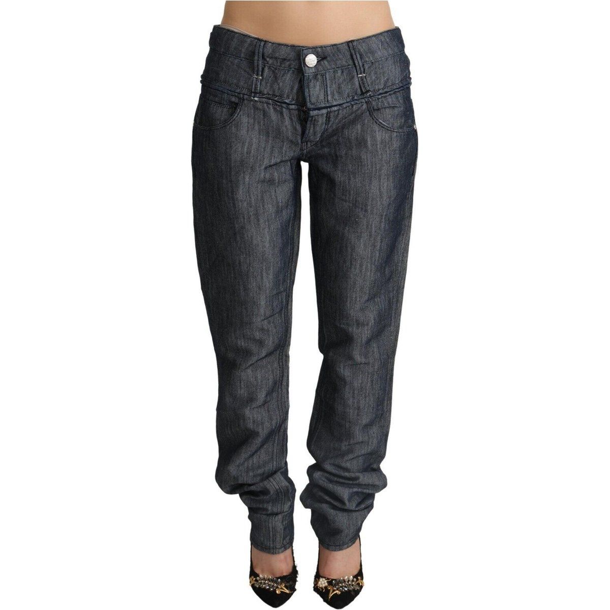 Gerade geschnittene Ramie-Mischung Denim Jeans