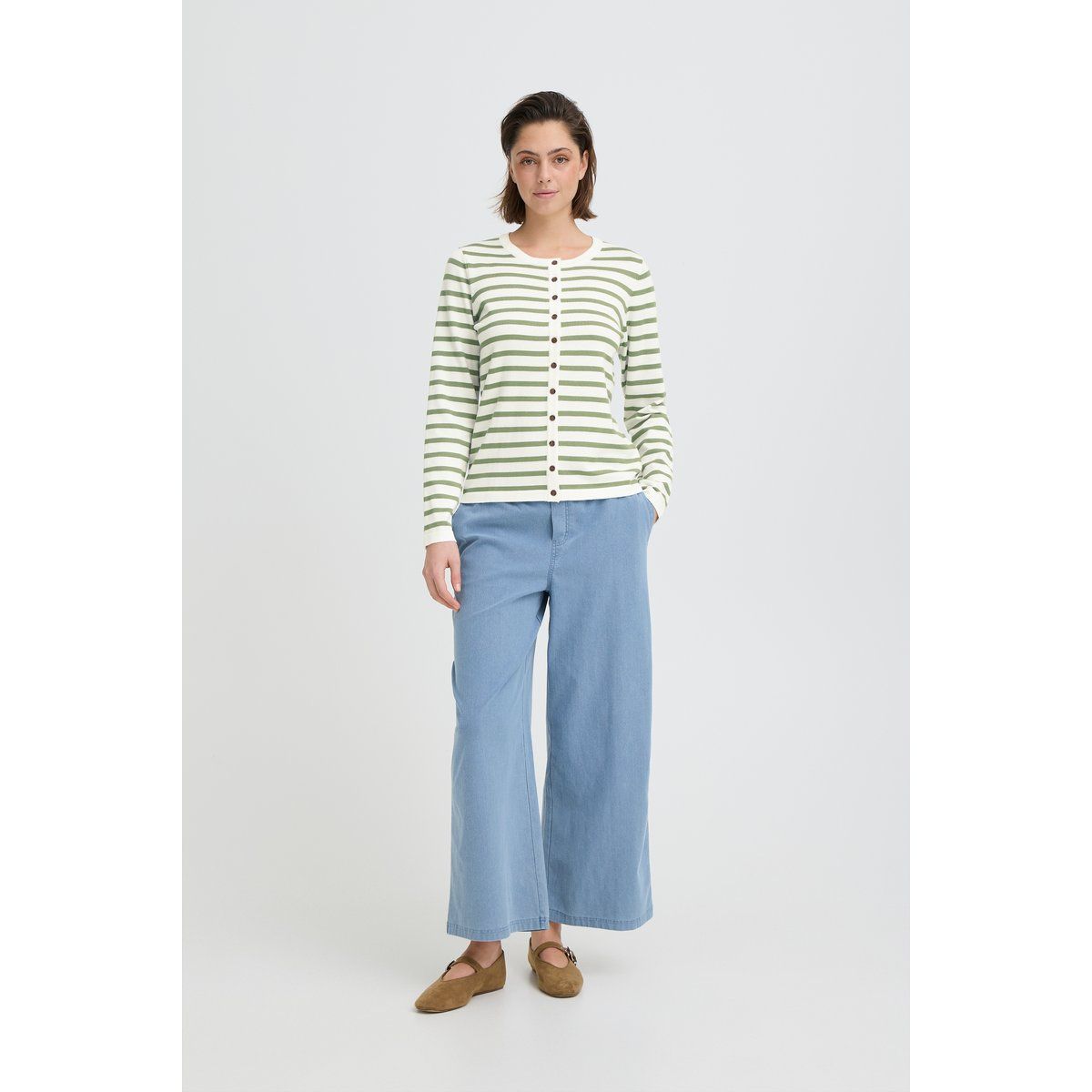 Gestreifter Cardigan mit Knopfleiste