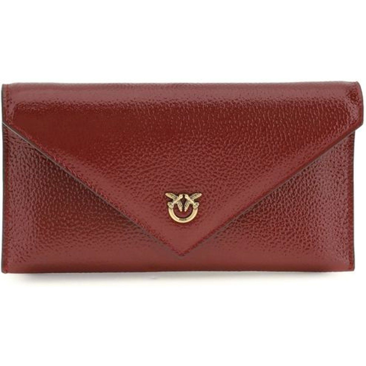 Leder-Umschlag-Clutch mit Vogel-Logo