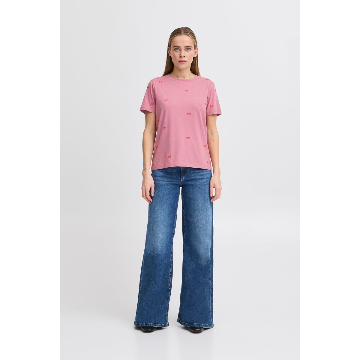 T-Shirt mit besticktem Schleifenmuster