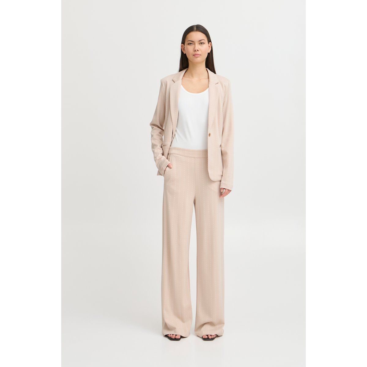 Gestreifte High-Waist-Hose mit weitem Bein