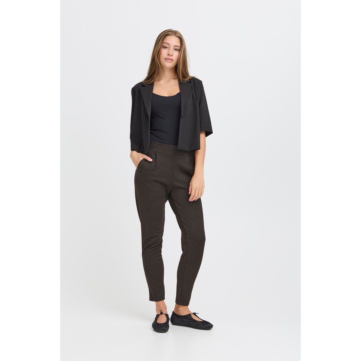 Elegante Slim-Fit Hose mit Fischgrätmuster