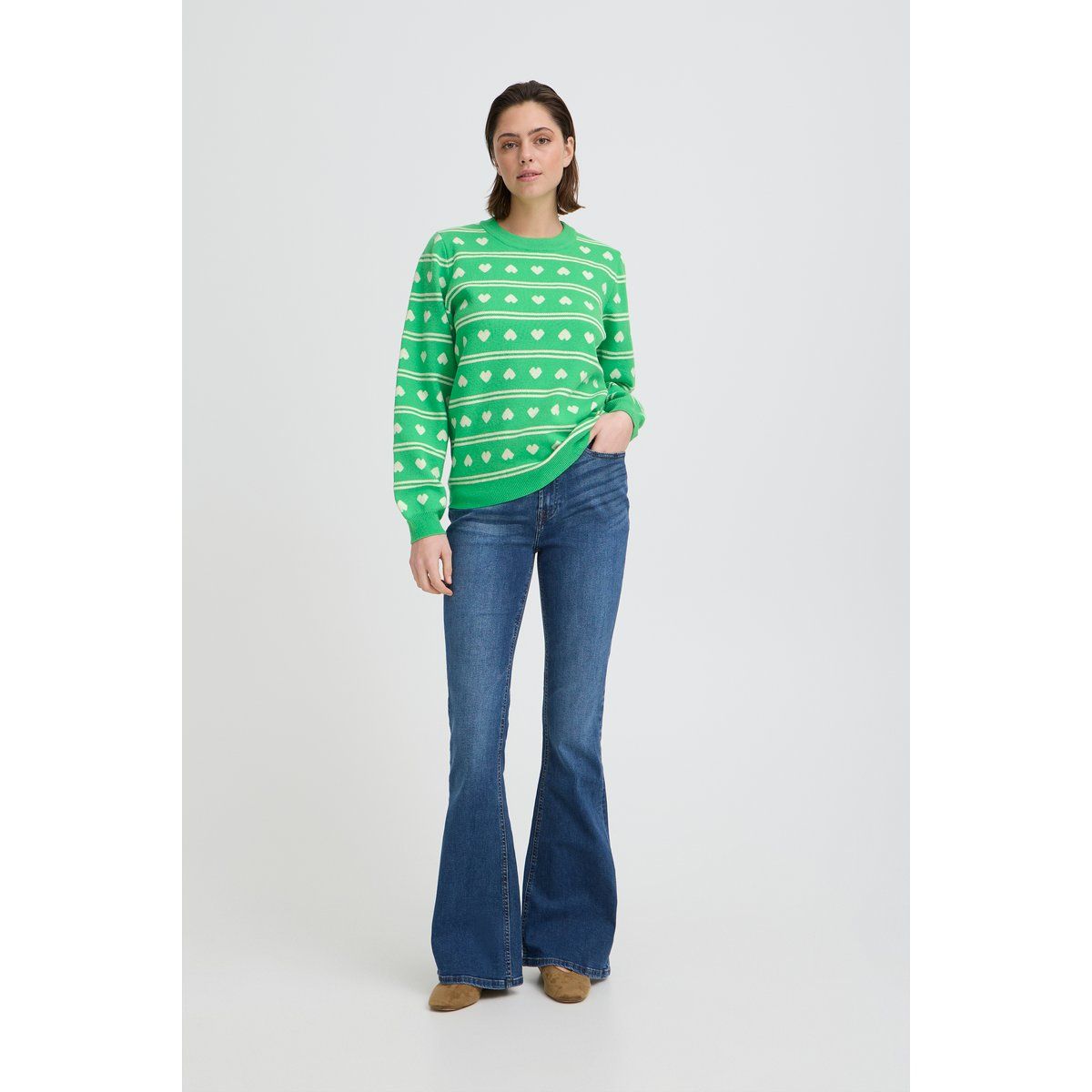 Pullover mit Herz- und Streifenmuster