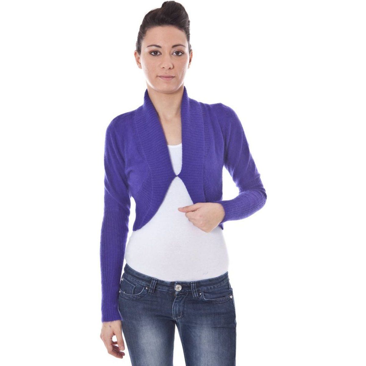 Langärmeliger Shrug aus Mohair-Mix