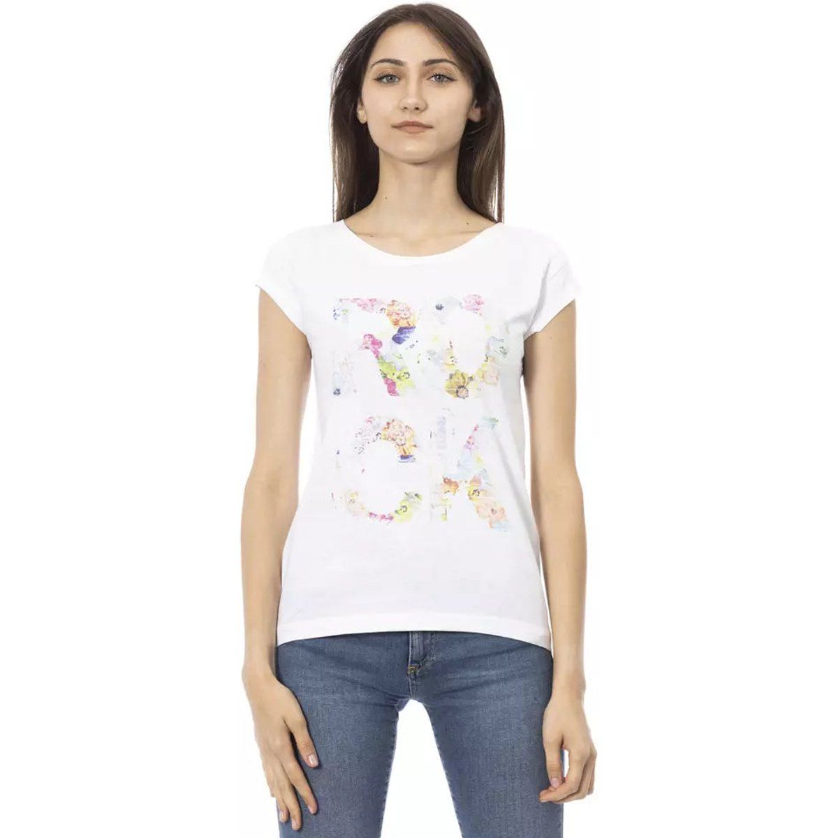 T-Shirt mit floralem Typografie-Druck
