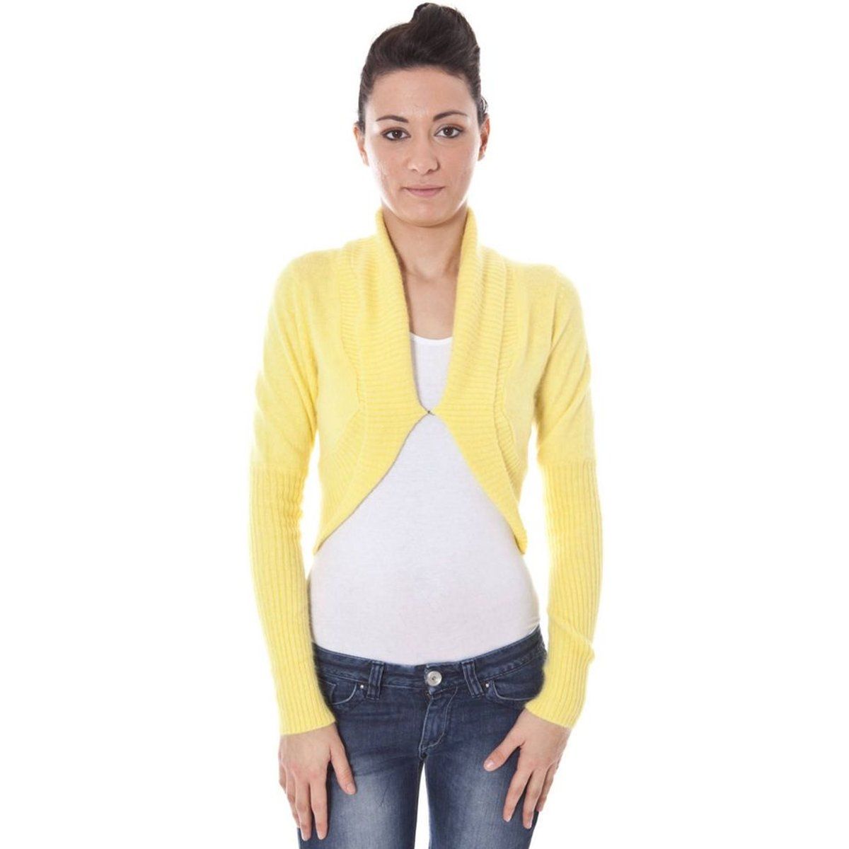 Kurzer Strickbolero mit Schalkragen