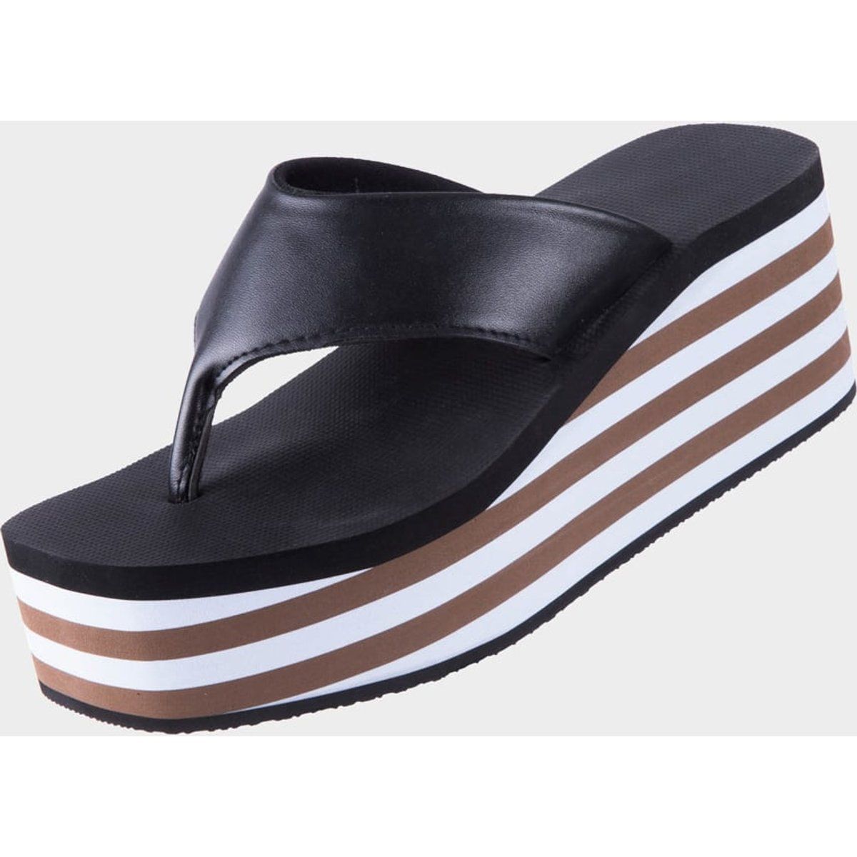 Gestreifte Keilabsatz-Plateausandalen