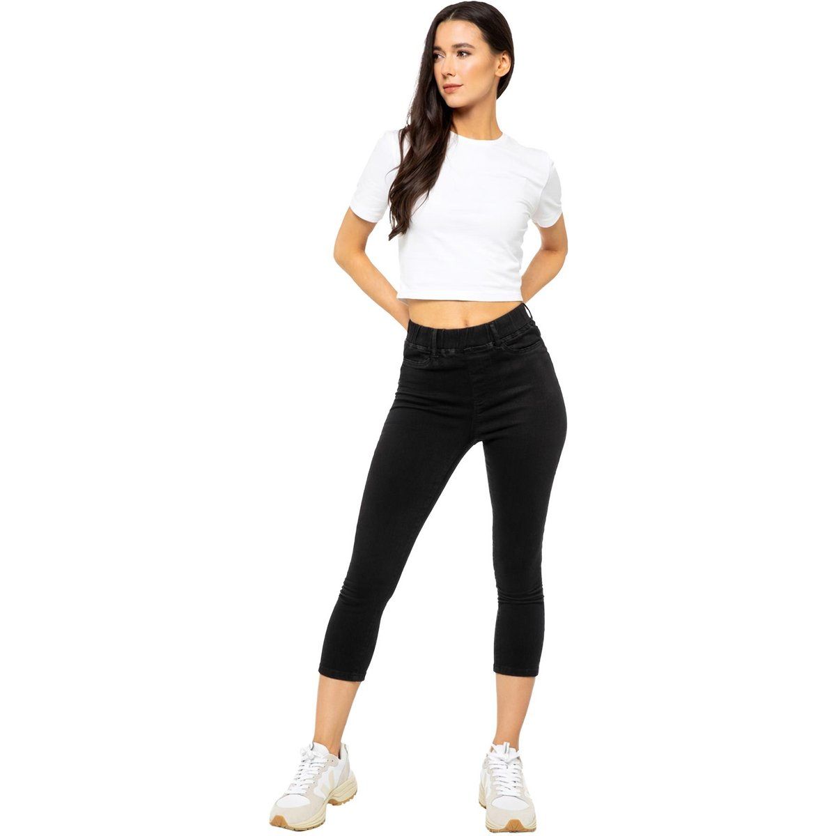 Hoch taillierte verkürzte Stretch-Jeggings