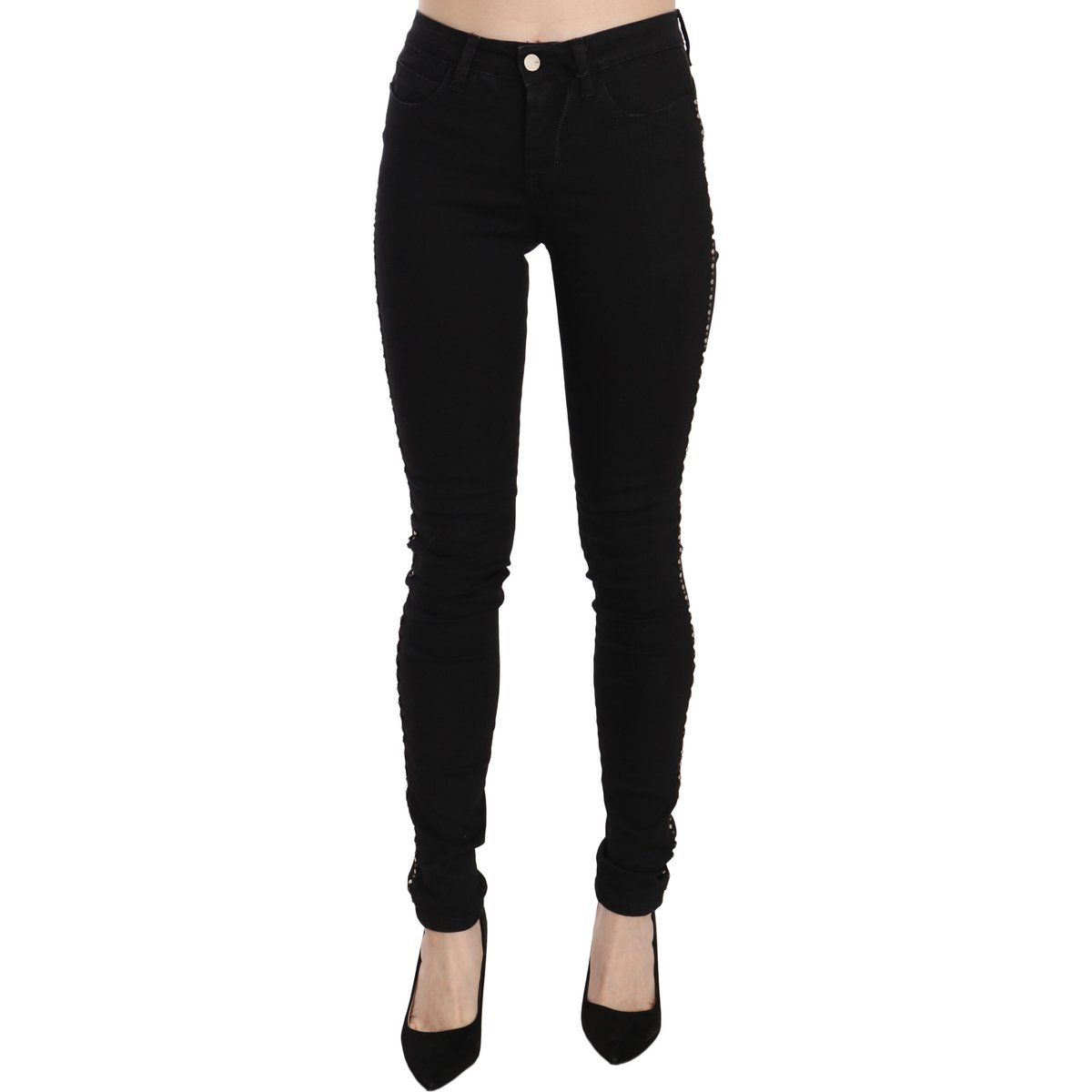 Skinny-Jeans mit seitlichen Verzierungen