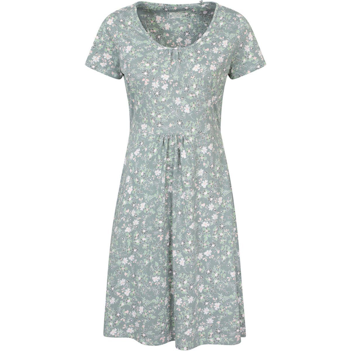 Ausgestelltes Baumwoll-Jerseykleid mit Blumenmuster