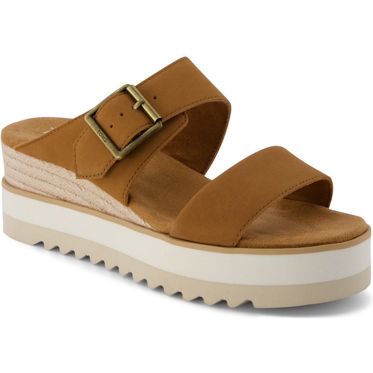 Plateau-Wedges aus Leder mit Schnalle