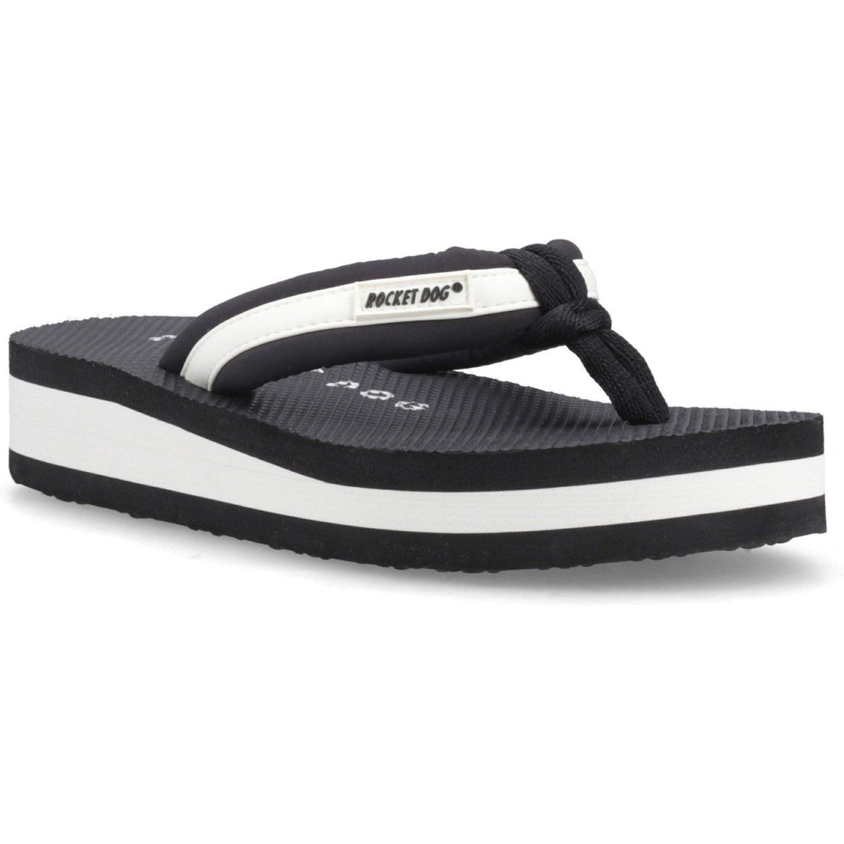 Gestreifte Plateau-Flip-Flops mit Polsterung
