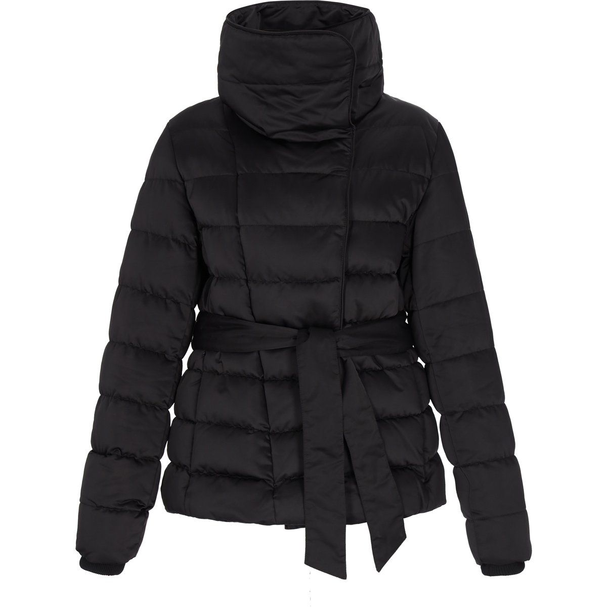 Steppjacke mit Taillengürtel und Stehkragen