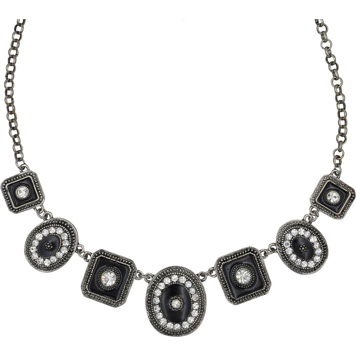 Geometrisches Statement-Collier mit Kristallen