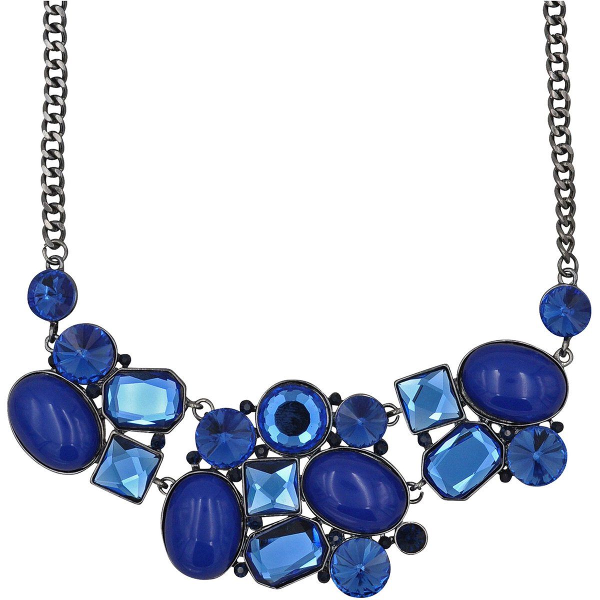 Statement-Halskette mit blauen Schmucksteinen