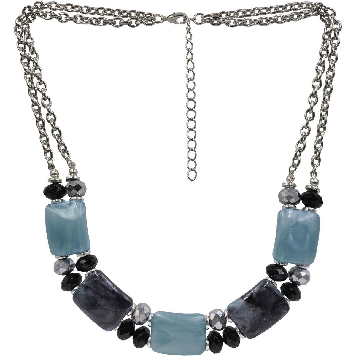 Zweireihiges Statement-Collier mit Schmucksteinen