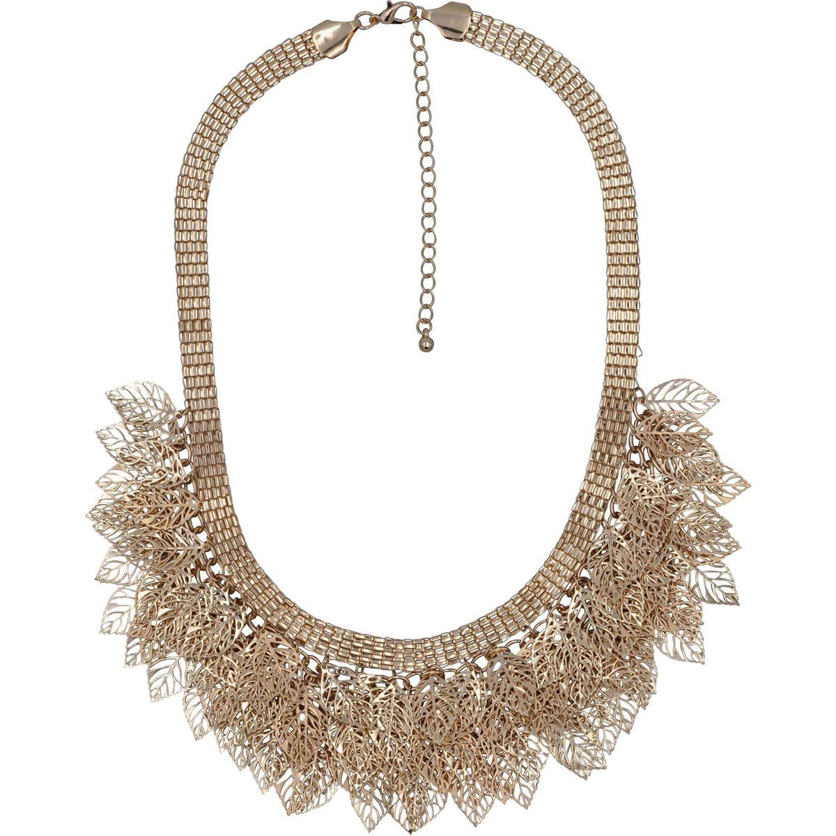 Filigranes Gold-Blatt Statement-Collier