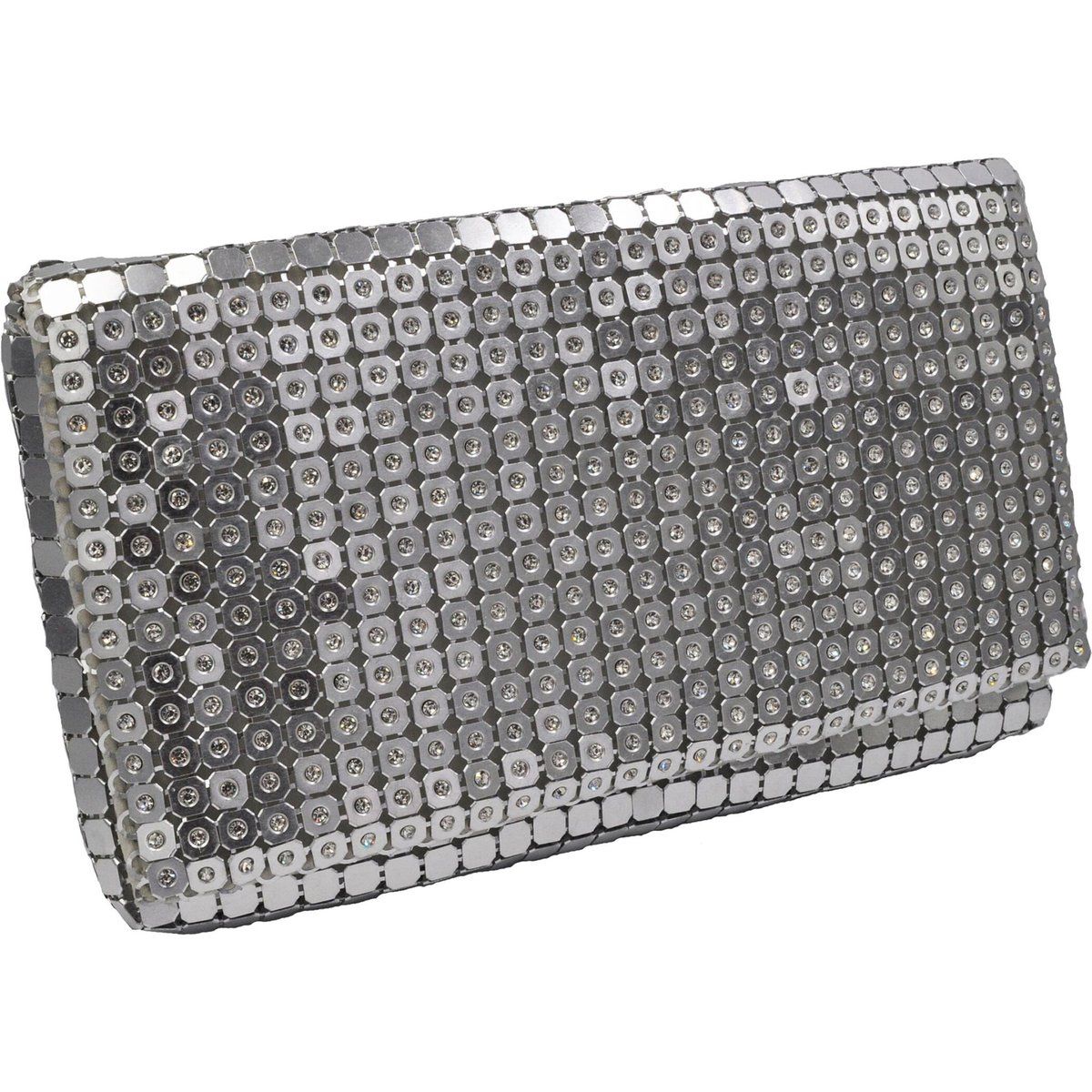 Kristallbesetzte Metallplättchen Abendtasche