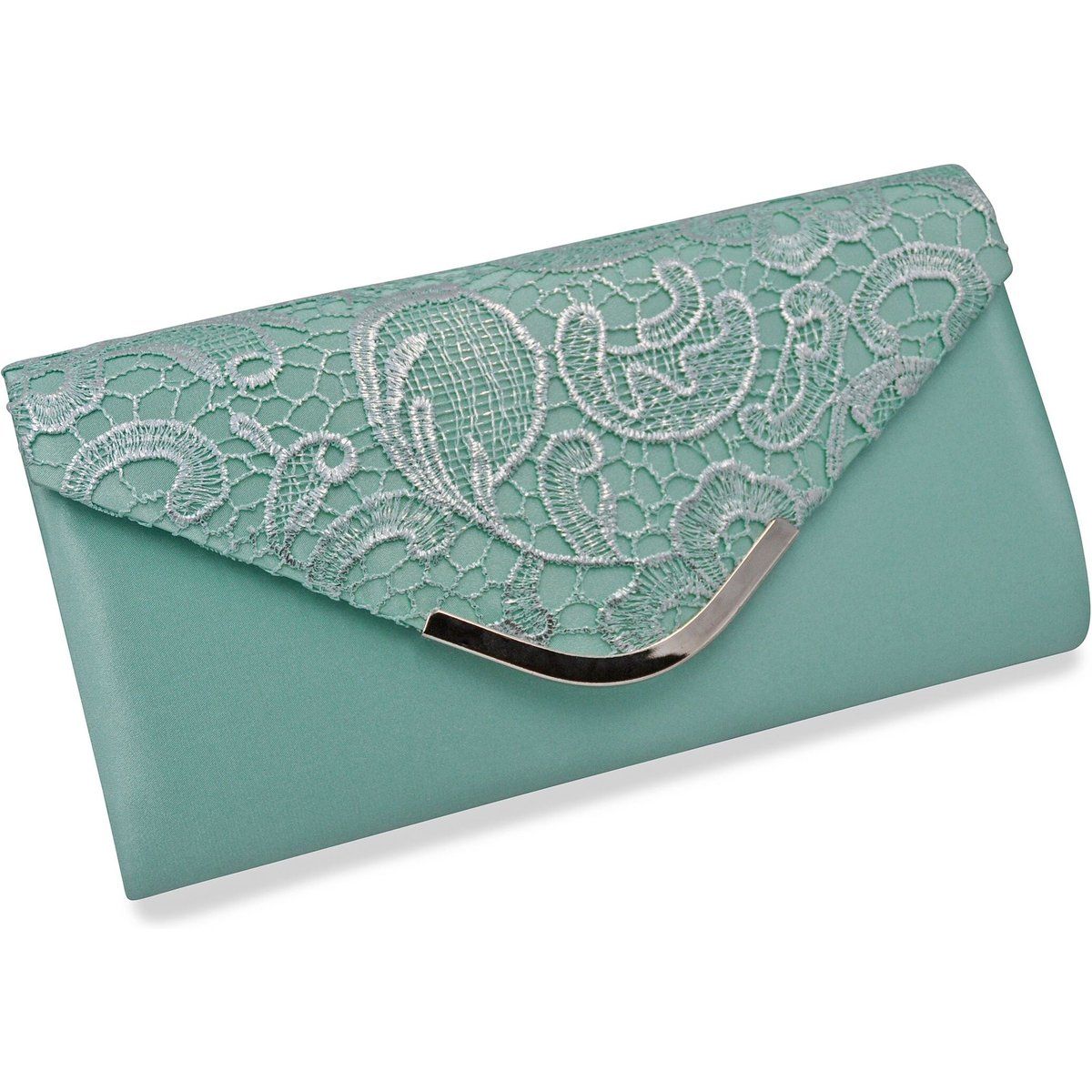 Elegante Satin-Clutch mit Spitzenbesatz