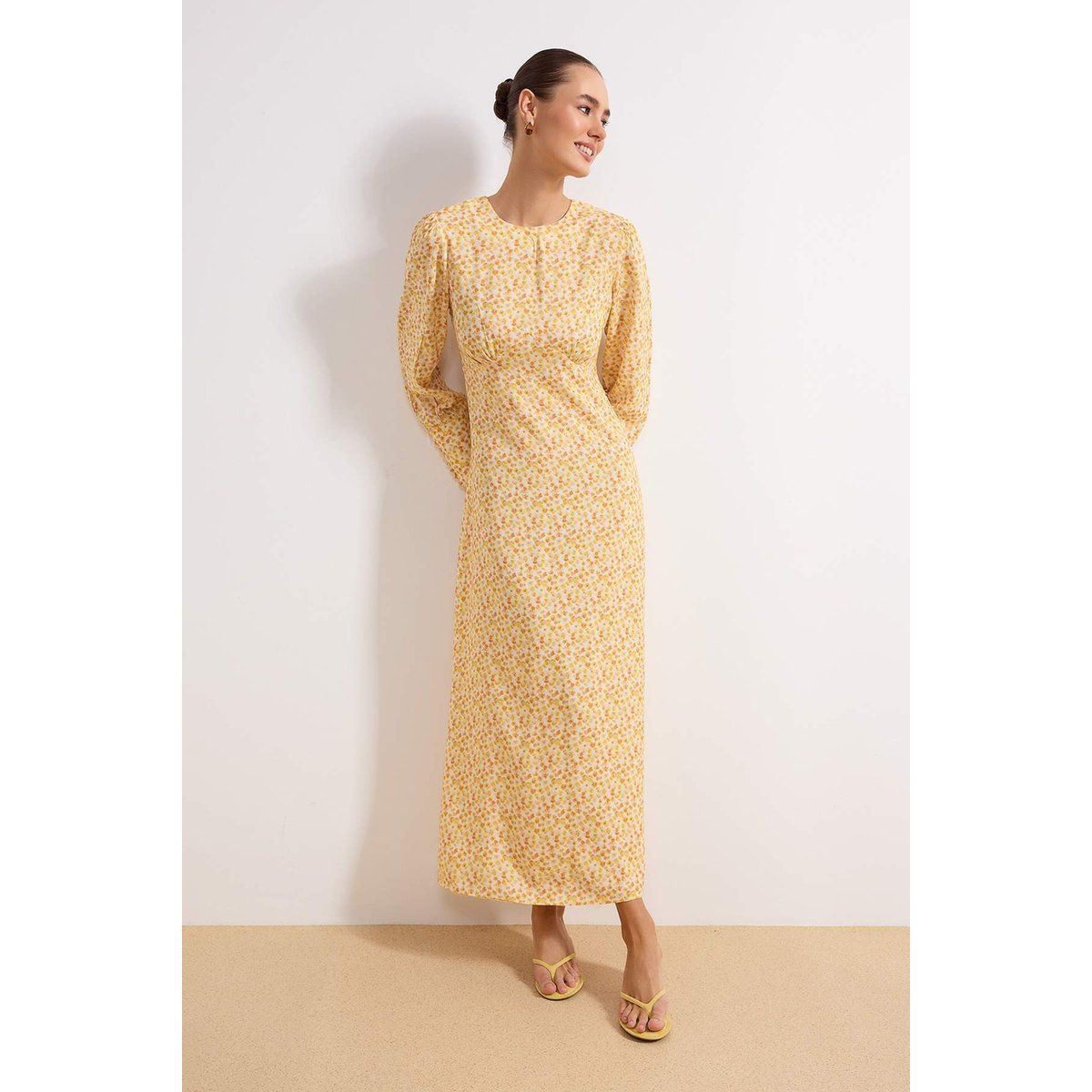 Florales Langarm-Maxikleid