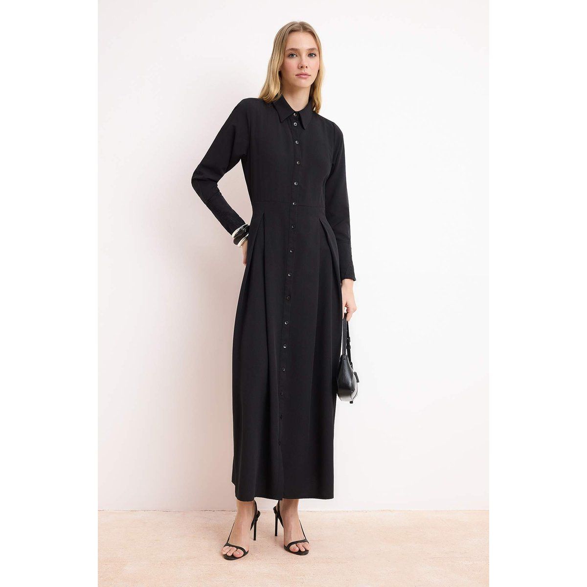 Maxi-Hemdblusenkleid in A-Linie