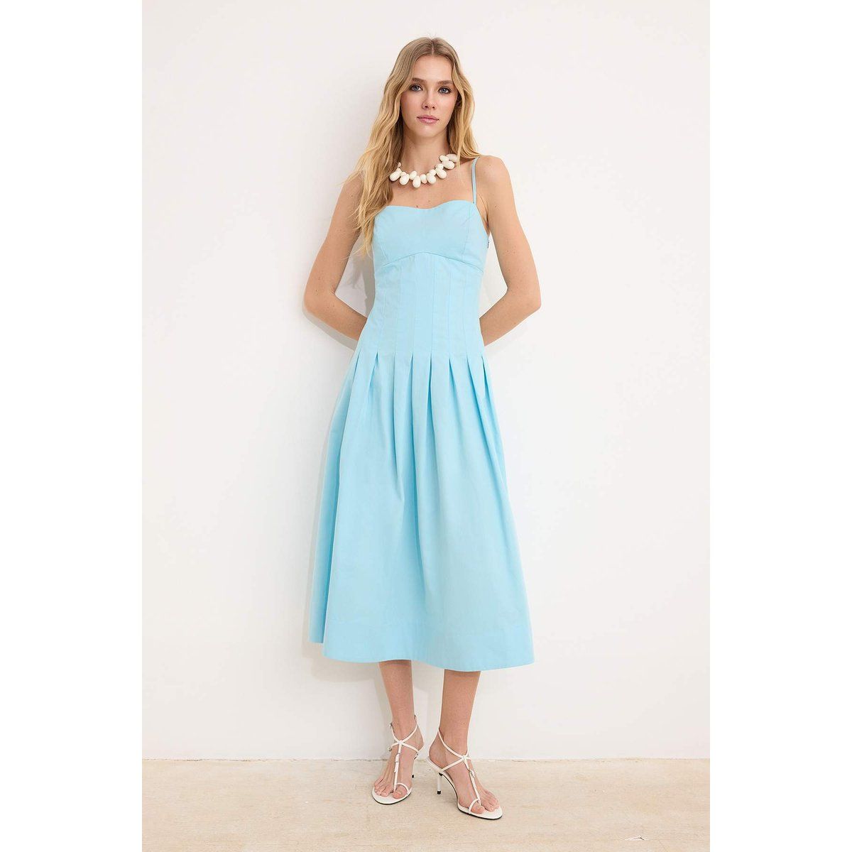 Ärmelloses Midikleid aus Baumwolle