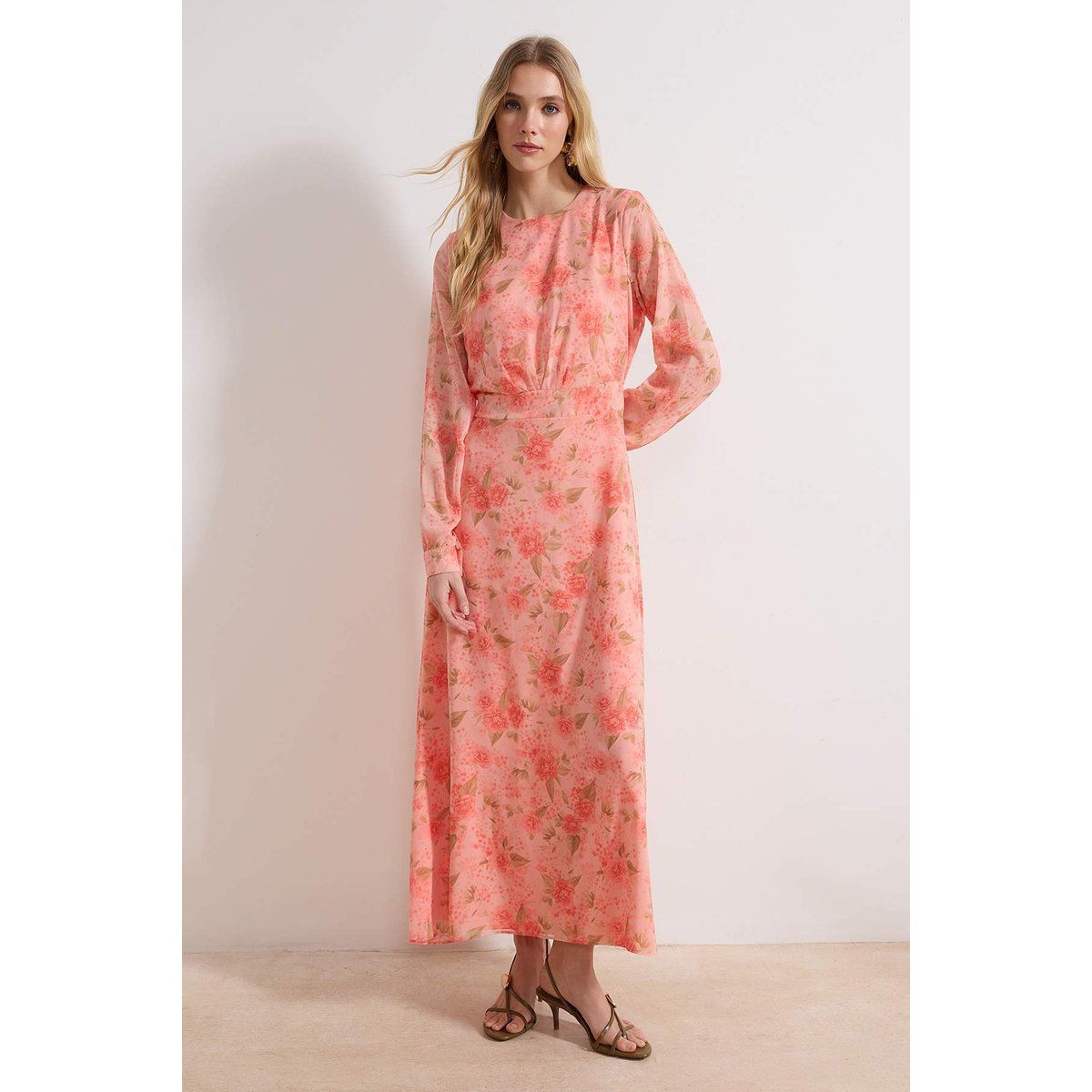 Florales A-Linien-Maxikleid mit Print