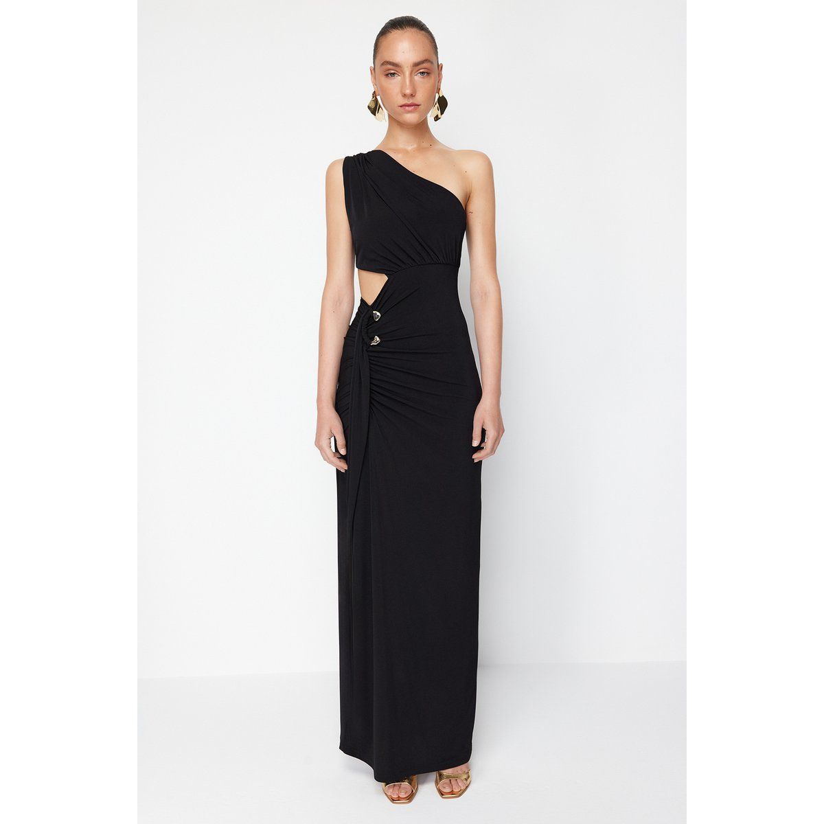 Einschultriges Maxikleid mit Ausschnitt