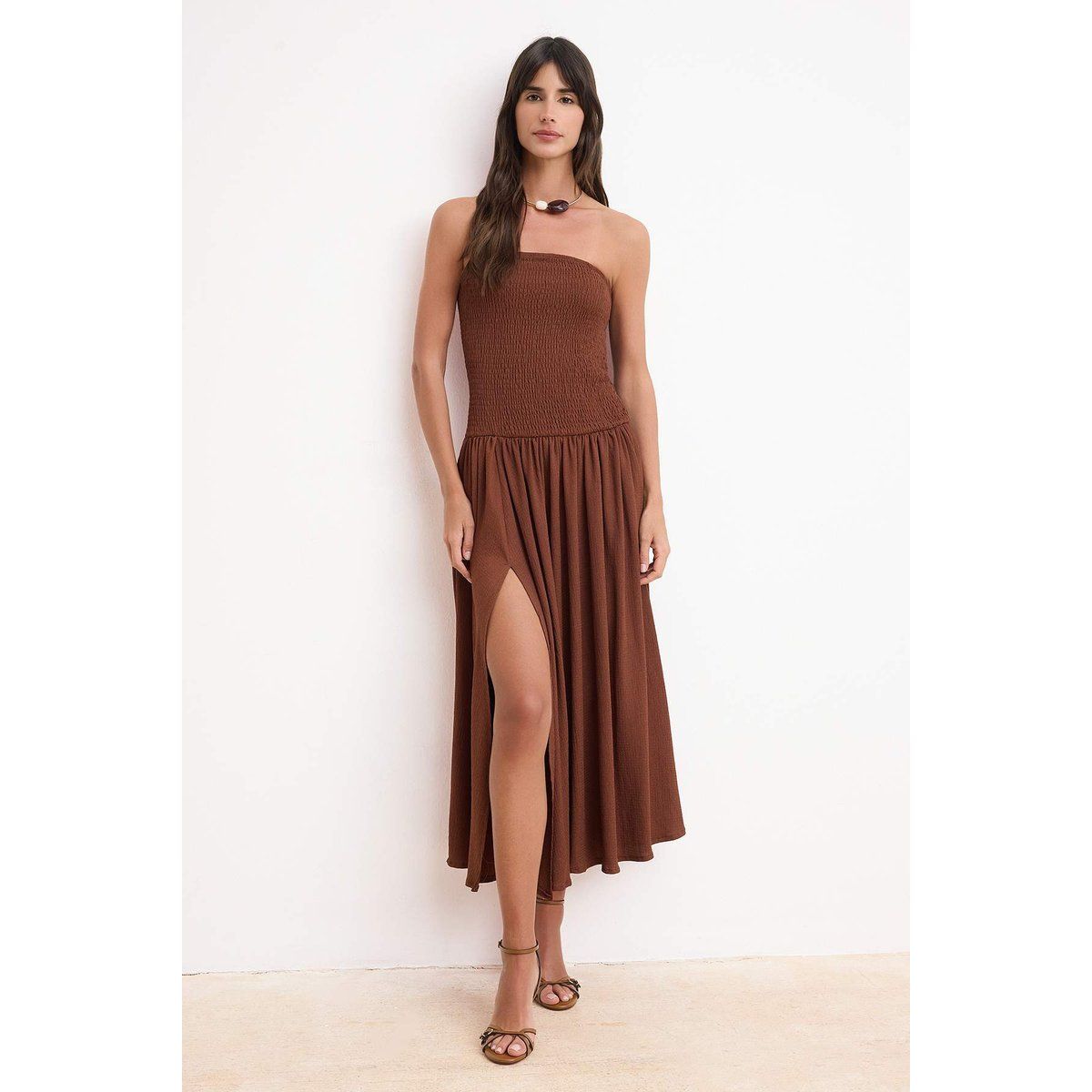 Trägerloses Skater-Maxikleid mit Smock