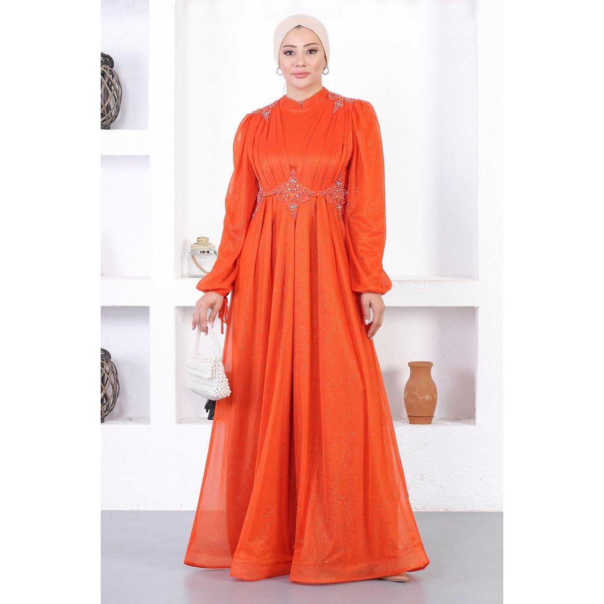 Glitzerndes Tüll-Abendkleid mit Spitze