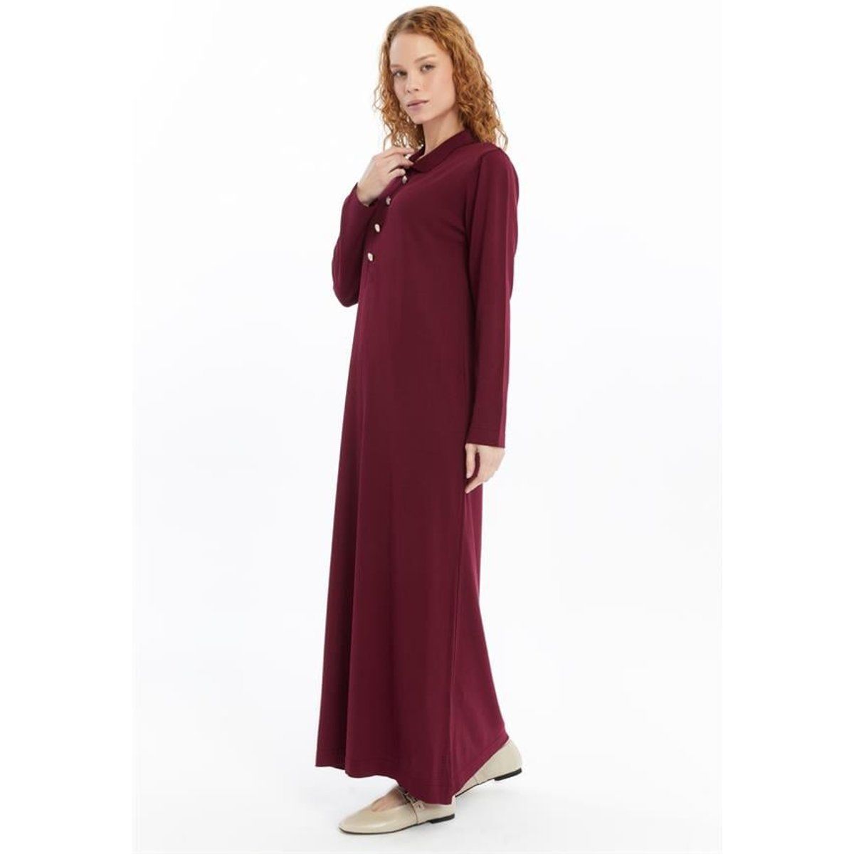 Maxi-Strickkleid mit Polokragen